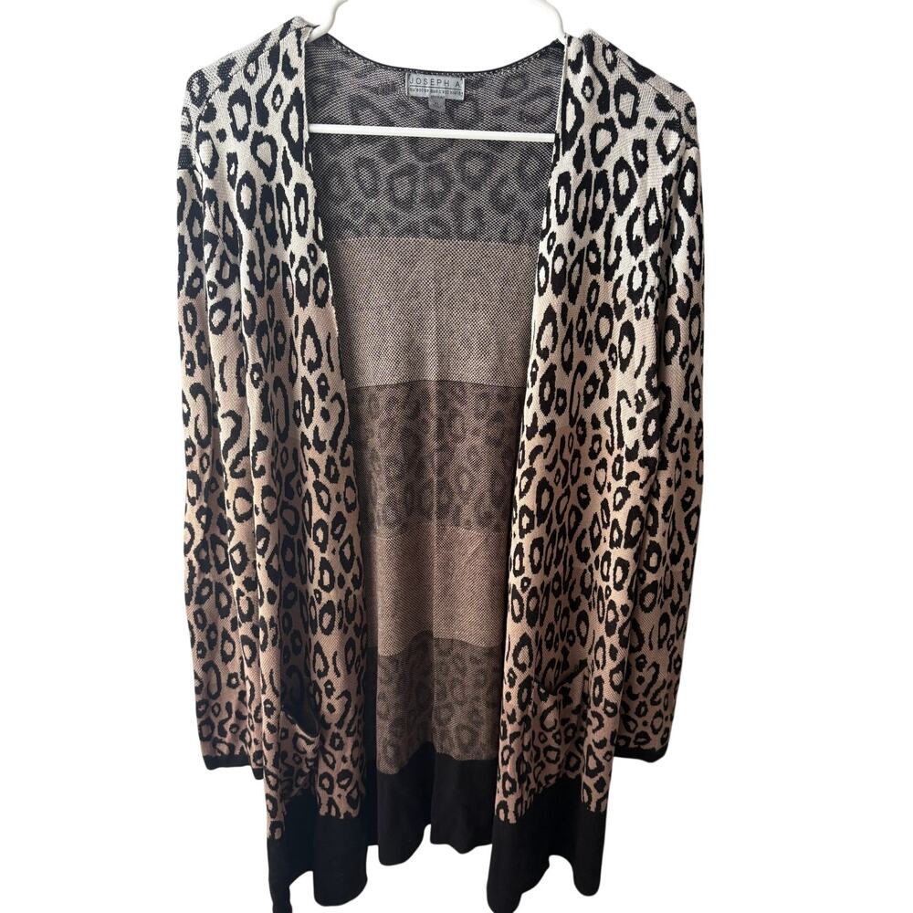 Joseph A. Rauyon Animal Print Cardigan Sweater Size XL- silky cozy